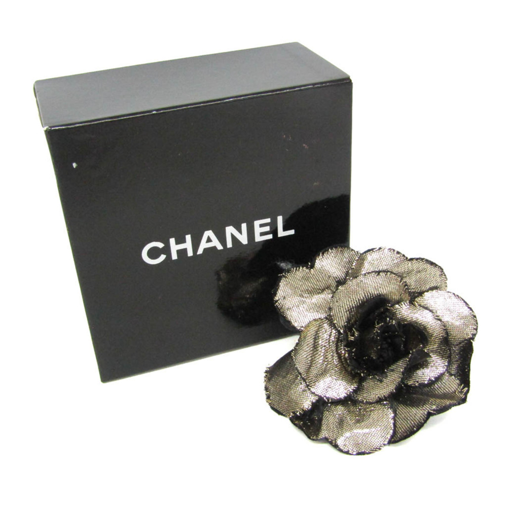 Chanel Camellia Textile Brooch Black,Champagne Gold - Picture 2 of 12